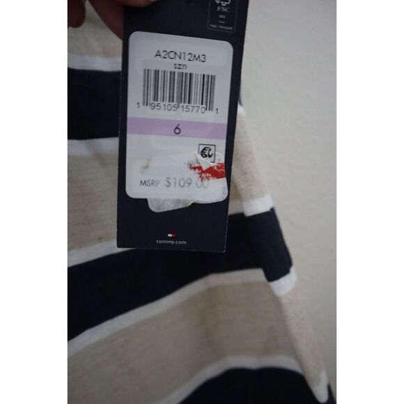 Tommy Hilfiger Women’s Sz 6 (Small) Striped Colorblocked Linen Shift Dress $109+ - Picture 4 of 13